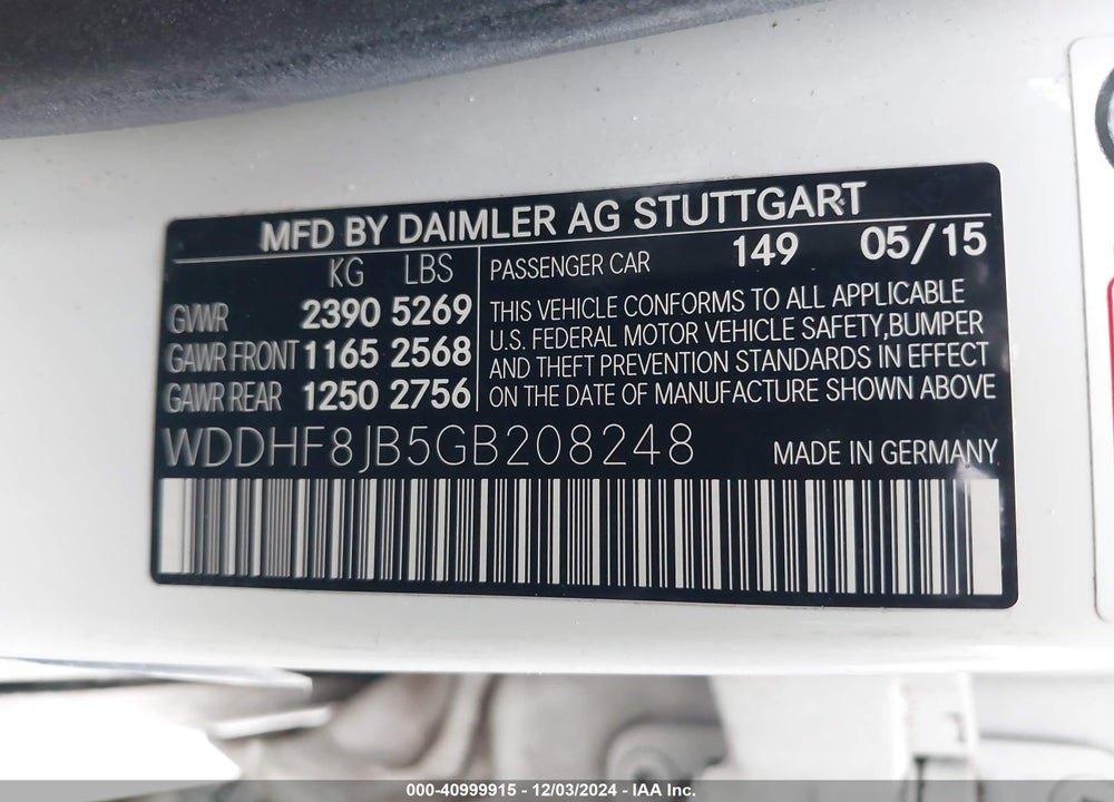 2016 MERCEDES-BENZ E 350 4MATIC VIN: WDDHF8JB5GB208248