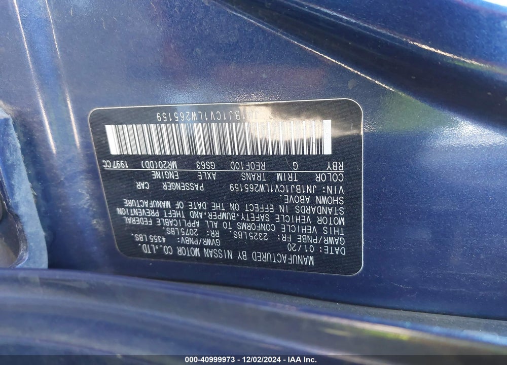 2020 NISSAN ROGUE SPORT S FWD XTRONIC CVT VIN: JN1BJ1CV1LW265159