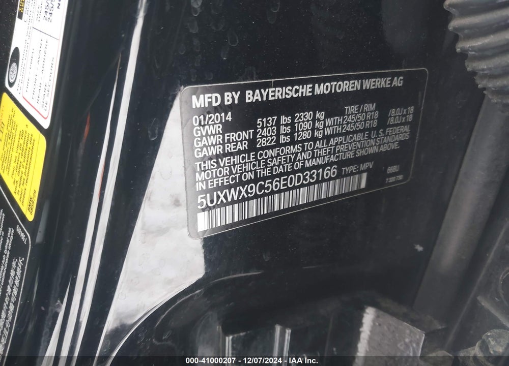 2014 BMW X3 XDRIVE28I VIN: 5UXWX9C56E0D33166