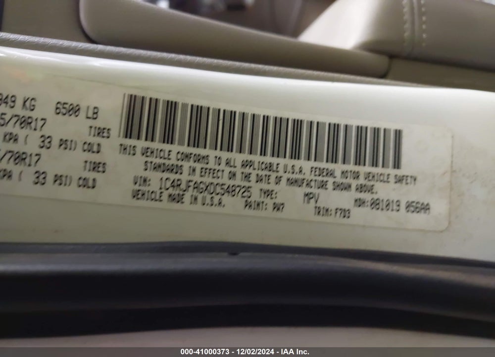 2013 JEEP GRAND CHEROKEE LAREDO VIN: 1C4RJFAGXDC548725