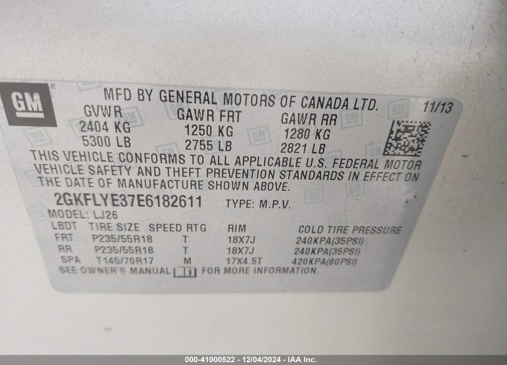 2014 GMC TERRAIN SLT-2 VIN: 2GKFLYE37E6182611