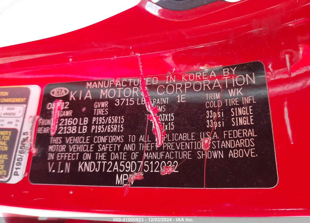 2013 KIA SOUL VIN: KNDJT2A59D7512032