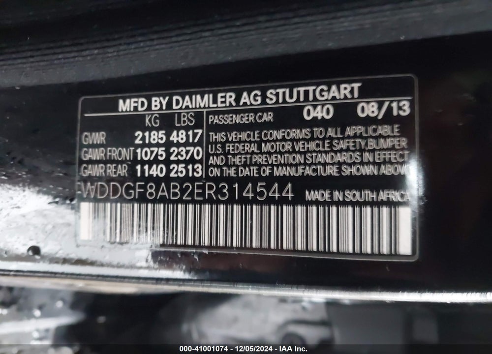 2014 MERCEDES-BENZ C 300 LUXURY 4MATIC/SPORT 4MATIC VIN: WDDGF8AB2ER314544