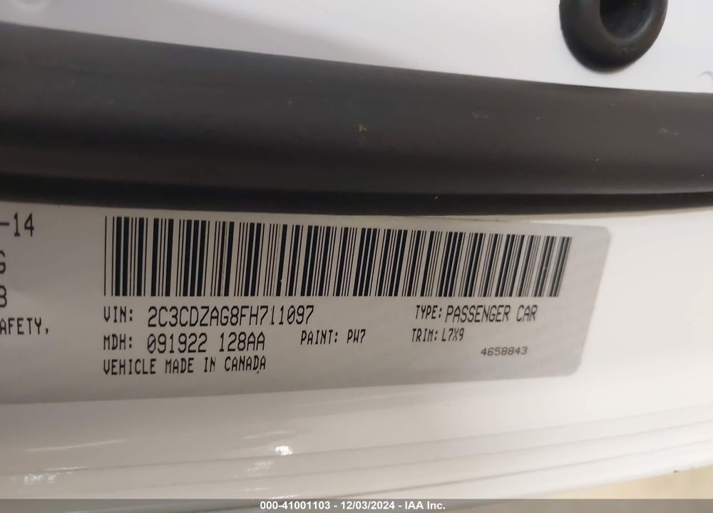 2015 DODGE CHALLENGER VIN: 2C3CDZAG8FH711097