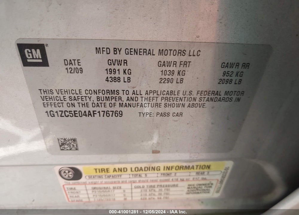 2010 CHEVROLET MALIBU LT VIN: 1G1ZC5E04AF176769