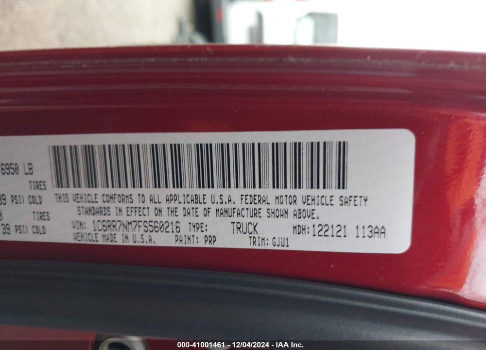 2015 RAM 1500 VIN: 1C6RR7NM7FS560216