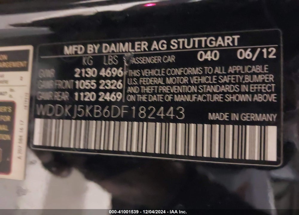 2013 MERCEDES-BENZ E 350 VIN: WDDKJ5KB6DF182443