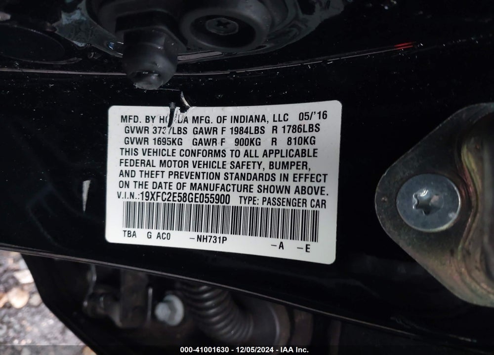 2016 HONDA CIVIC LX VIN: 19XFC2E58GE055900