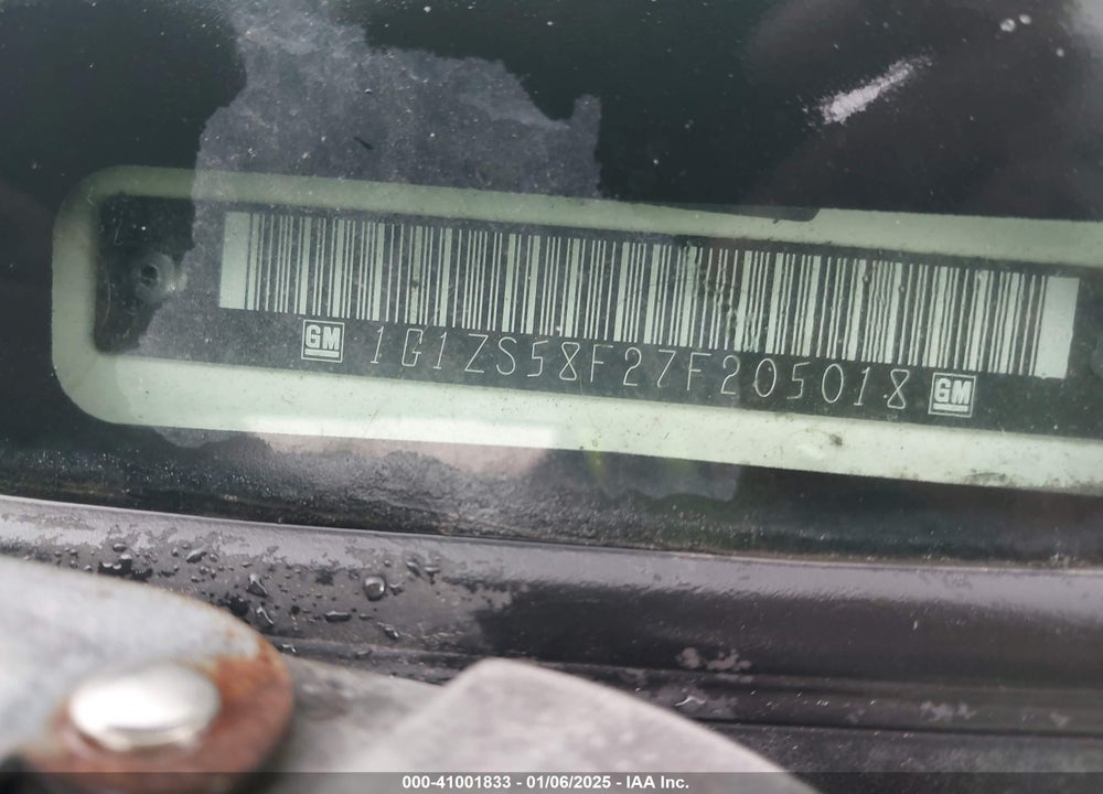 2007 CHEVROLET MALIBU VIN: 1G1ZS58F27F205018
