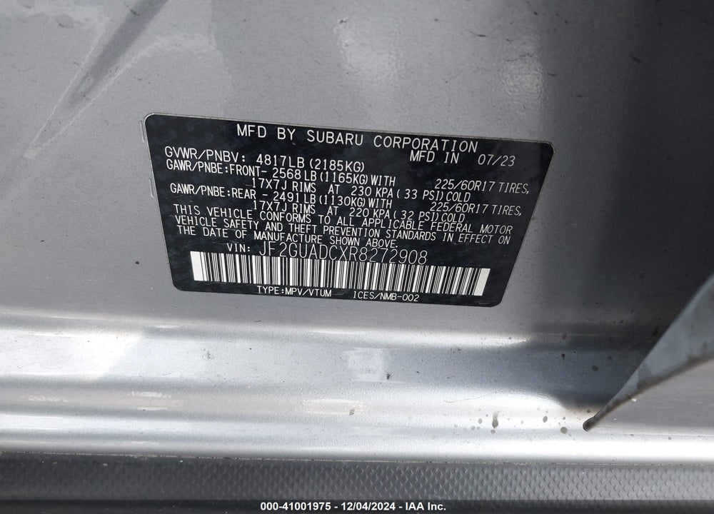 2024 SUBARU CROSSTREK PREMIUM VIN: JF2GUADCXR8272908