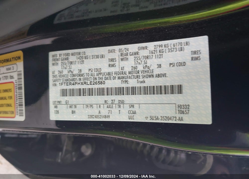 2024 FORD RANGER XL VIN: 1FTER4PHXRLE26580