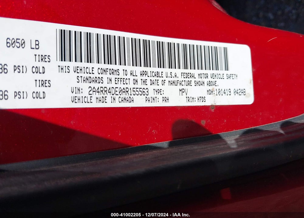 2010 CHRYSLER TOWN & COUNTRY LX VIN: 2A4RR4DE0AR155563