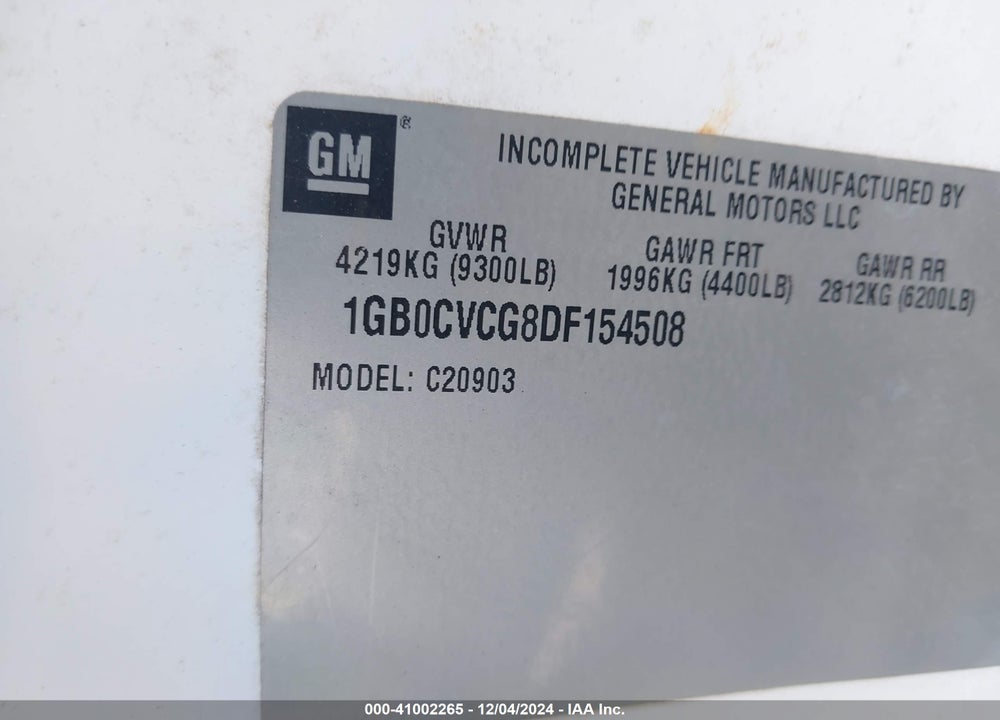 2013 CHEVROLET SILVERADO 2500HD WORK TRUCK VIN: 1GB0CVCG8DF154508