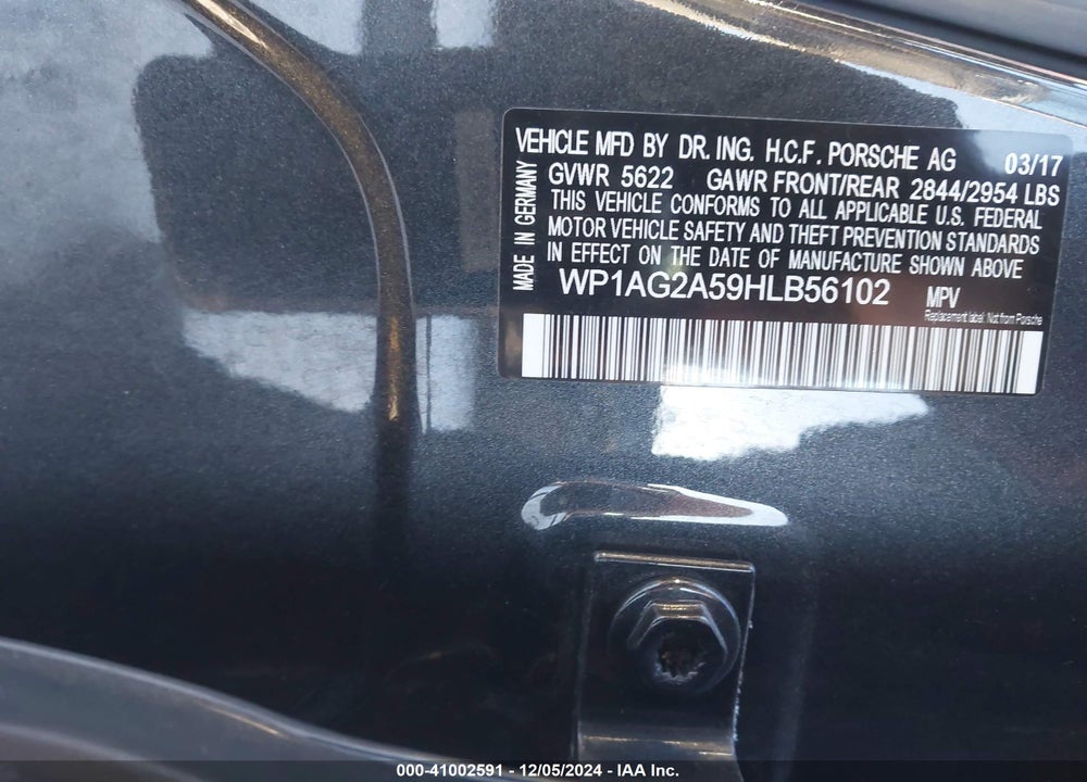 2017 PORSCHE MACAN GTS VIN: WP1AG2A59HLB56102