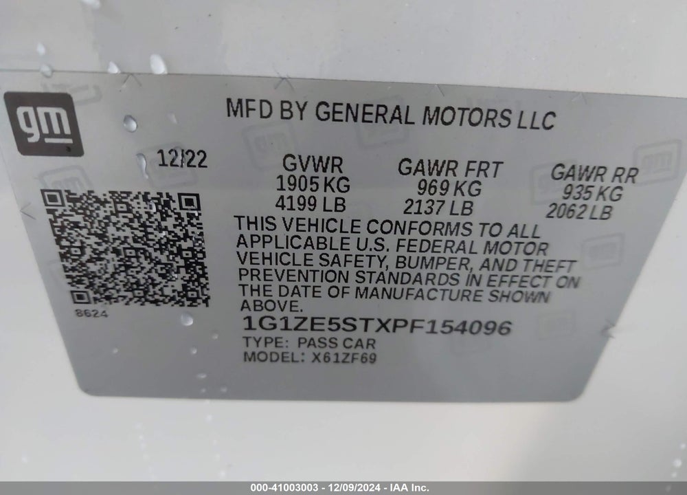 2023 CHEVROLET MALIBU FWD 2LT VIN: 1G1ZE5STXPF154096
