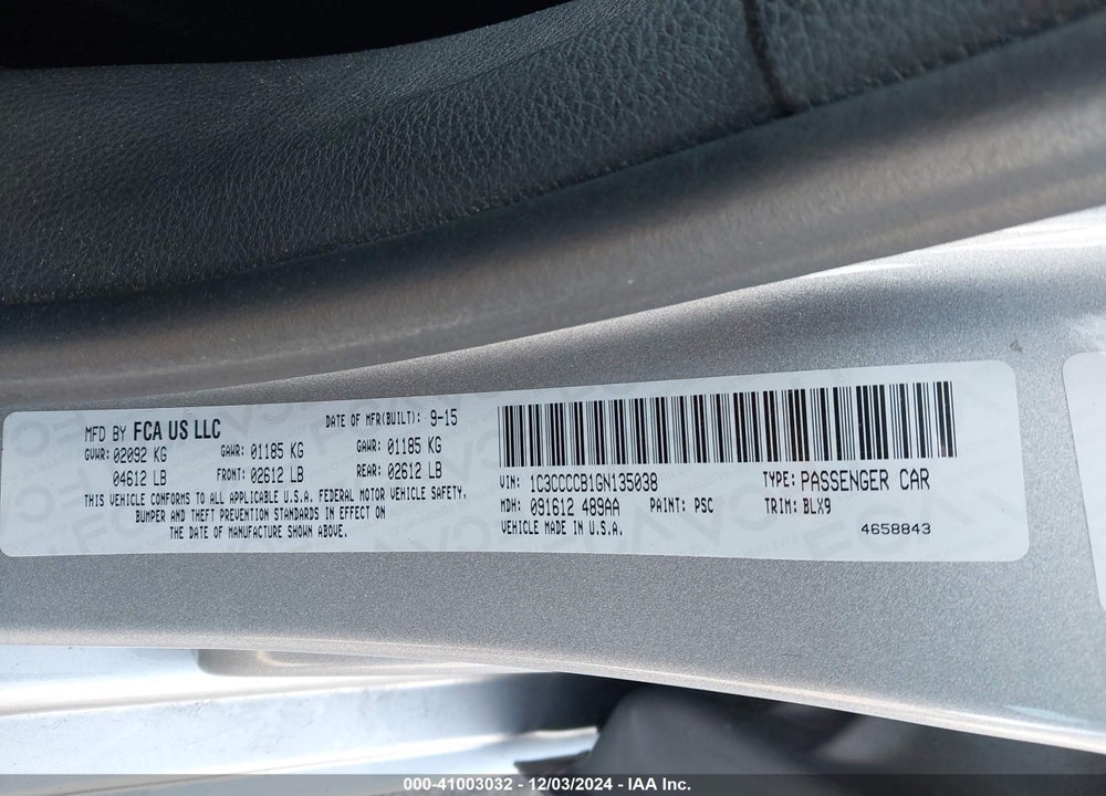 2016 CHRYSLER 200 C VIN: 1C3CCCCB1GN135038