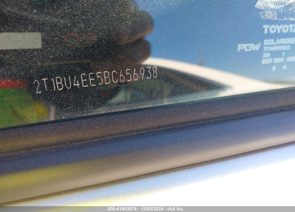 2011 TOYOTA COROLLA VIN: 2T1BU4EE5BC656938