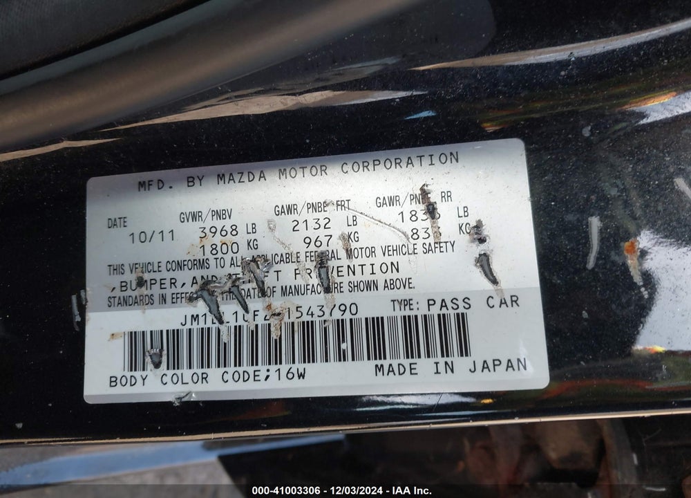 2012 MAZDA 3 I SPORT VIN: JM1BL1UF2C1543790