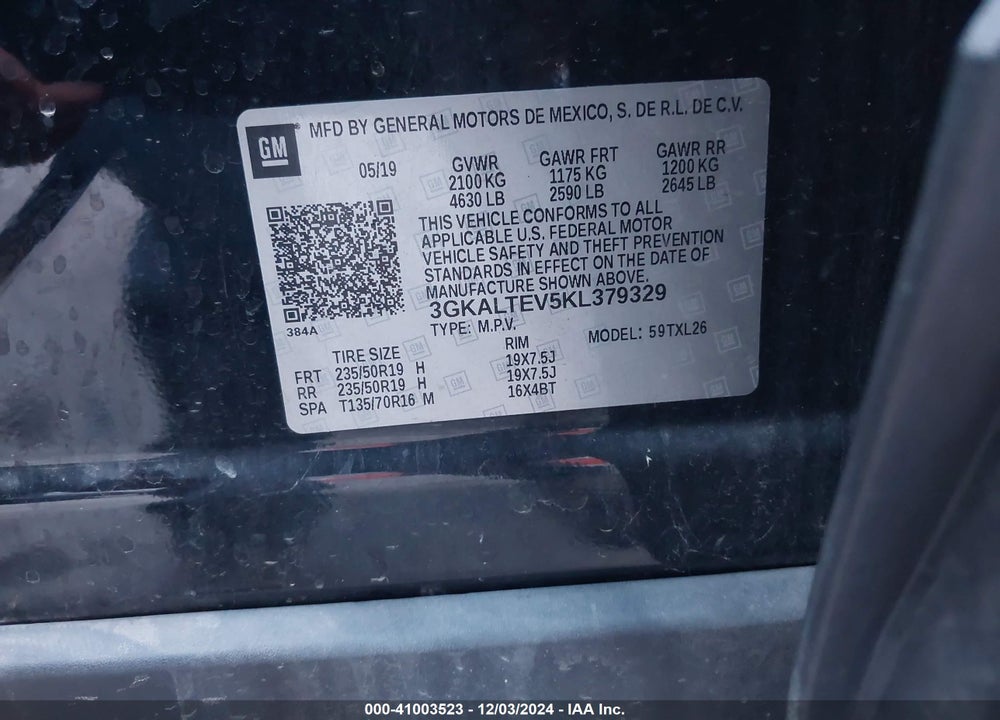 2019 GMC TERRAIN SLE VIN: 3GKALTEV5KL379329