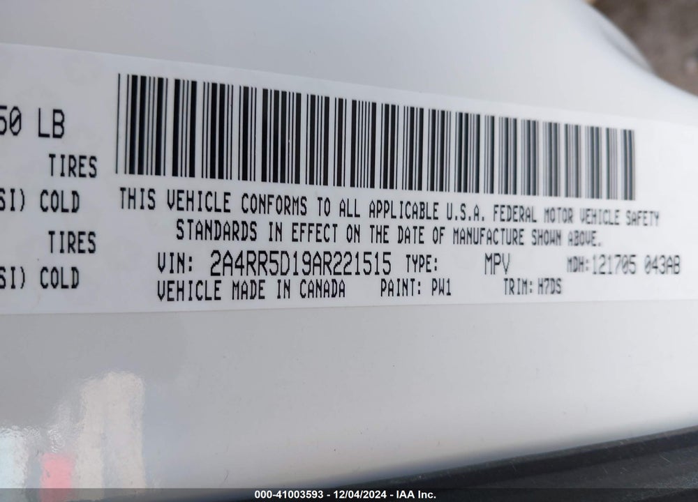 2010 CHRYSLER TOWN & COUNTRY TOURING VIN: 2A4RR5D19AR221515
