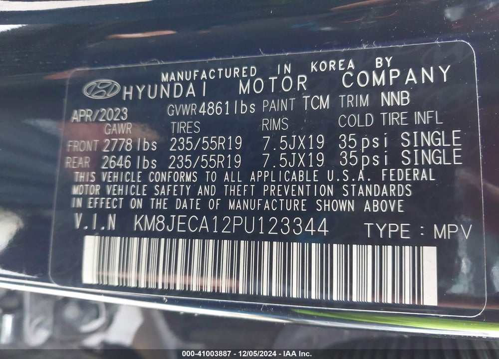 2023 HYUNDAI TUCSON HYBRID LIMITED VIN: KM8JECA12PU123344