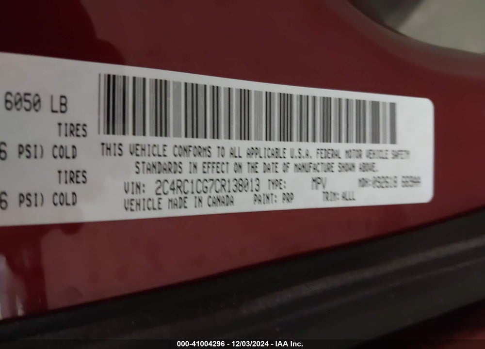 2012 CHRYSLER TOWN & COUNTRY TOURING-L VIN: 2C4RC1CG7CR138013