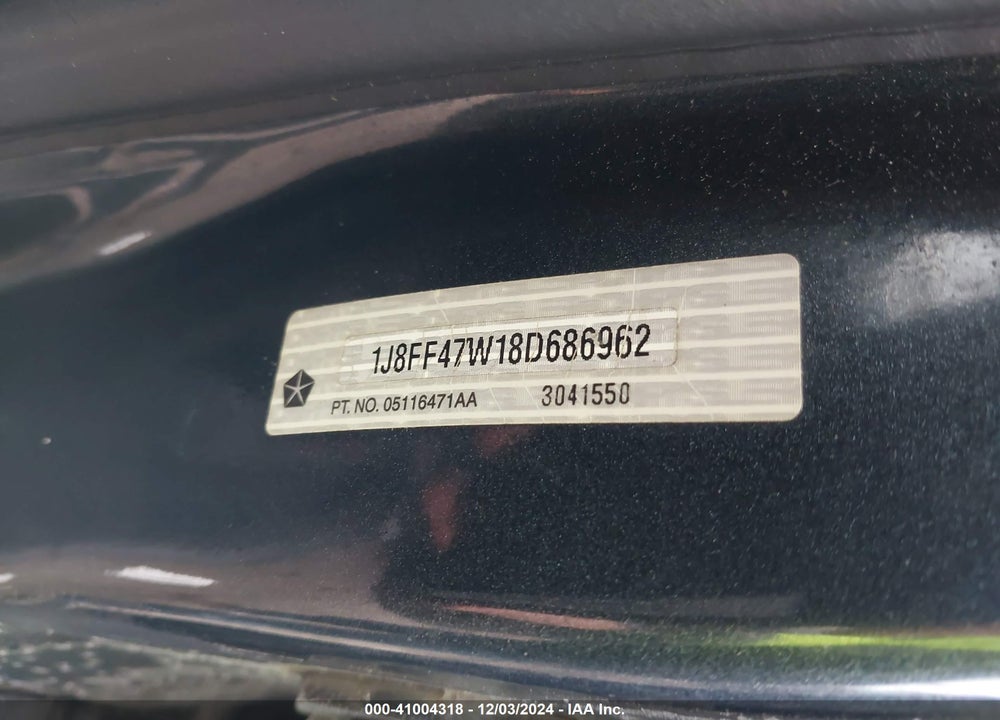2008 JEEP COMPASS SPORT VIN: 1J8FF47W18D686962