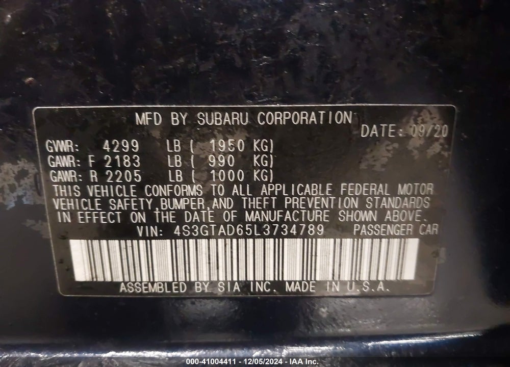 2020 SUBARU IMPREZA PREMIUM 5-DOOR VIN: 4S3GTAD65L3734789