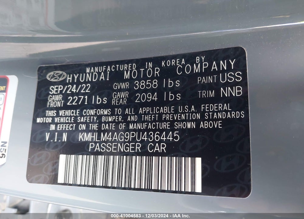 2023 HYUNDAI ELANTRA VIN: KMHLM4AG9PU436445