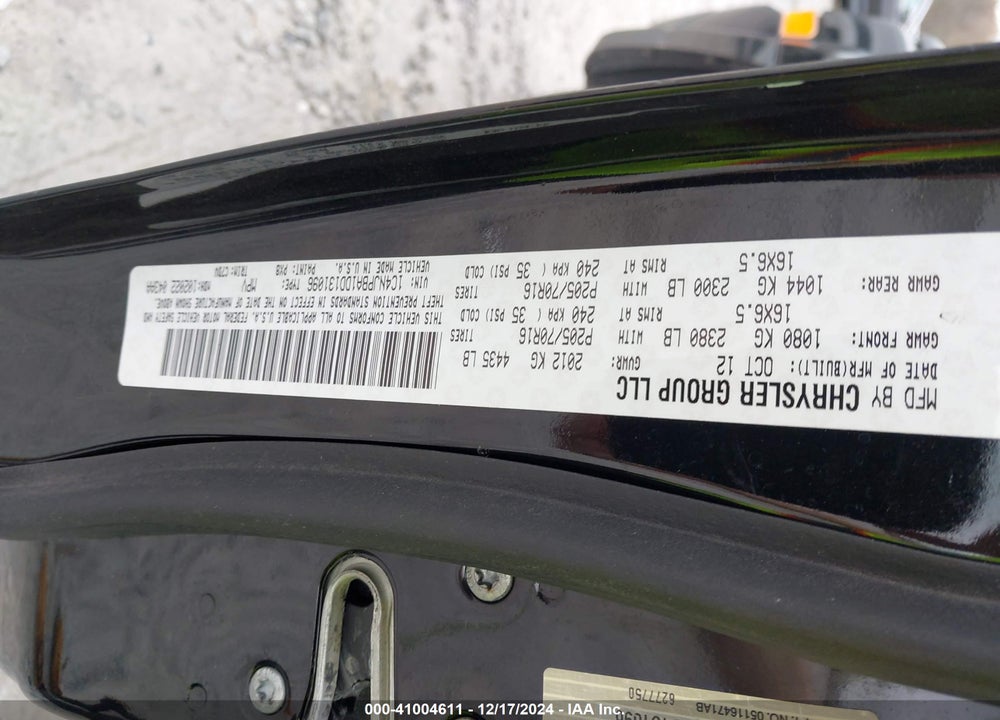 2013 JEEP PATRIOT SPORT VIN: 1C4NJPBA1DD131096