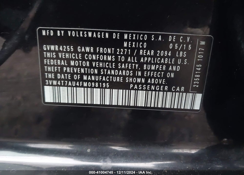 2015 VOLKSWAGEN GTI VIN: 3VW4T7AU4FM098195