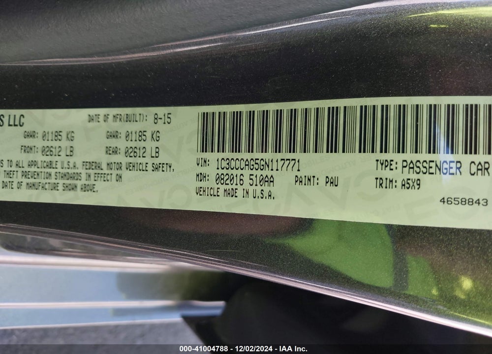 2016 CHRYSLER 200 LIMITED VIN: 1C3CCCAG5GN117771