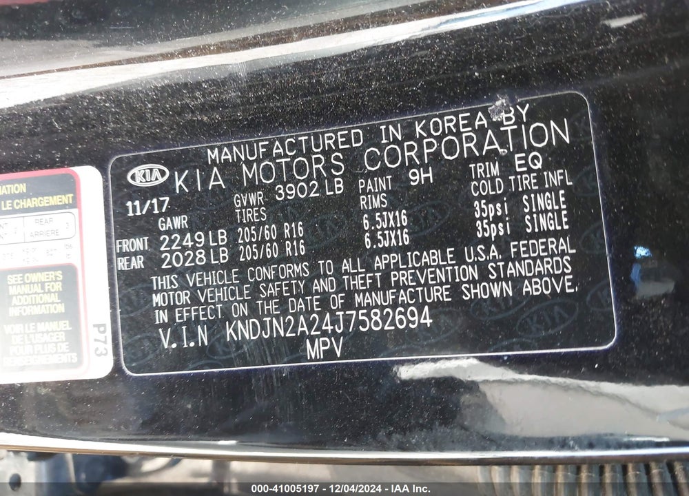 2018 KIA SOUL VIN: KNDJN2A24J7582694