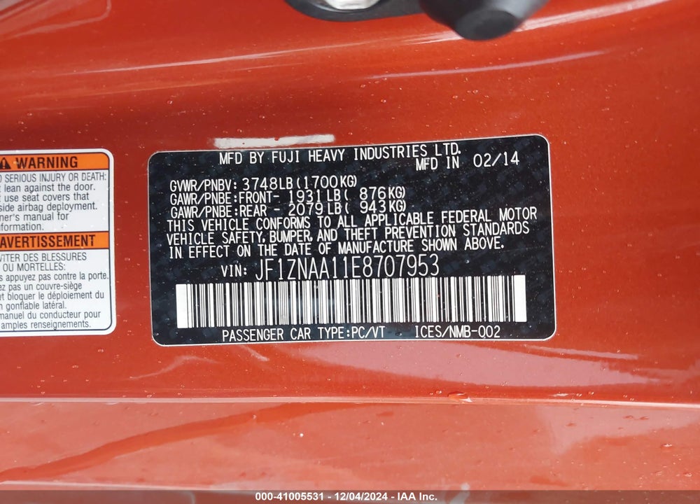 2014 SCION FR-S VIN: JF1ZNAA11E8707953