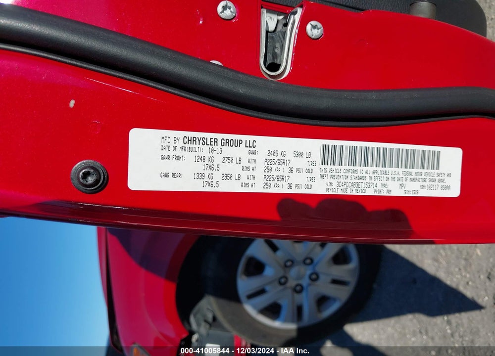 2014 DODGE JOURNEY SE VIN: 3C4PDCAB3ET153714