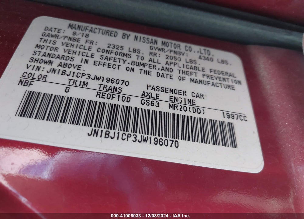 2018 NISSAN ROGUE SPORT SV VIN: JN1BJ1CP3JW196070