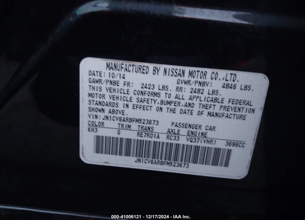2015 INFINITI Q40 VIN: JN1CV6AR8FM523673