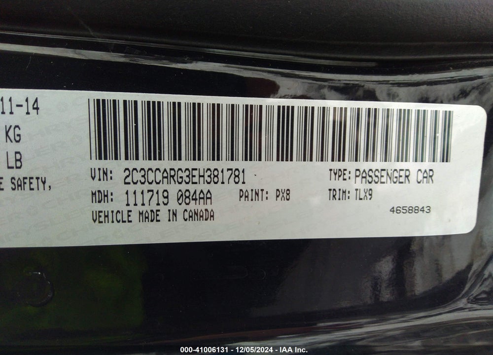 2014 CHRYSLER 300 VIN: 2C3CCARG3EH381781