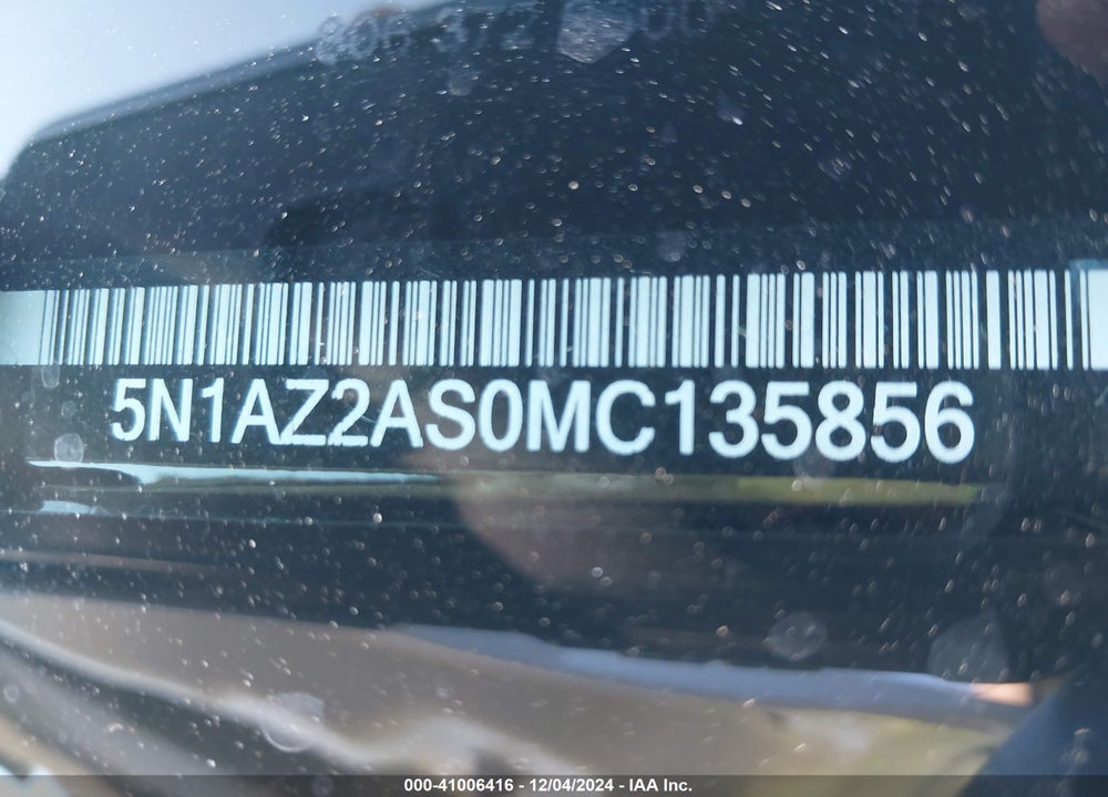 2021 NISSAN MURANO S INTELLIGENT AWD VIN: 5N1AZ2AS0MC135856