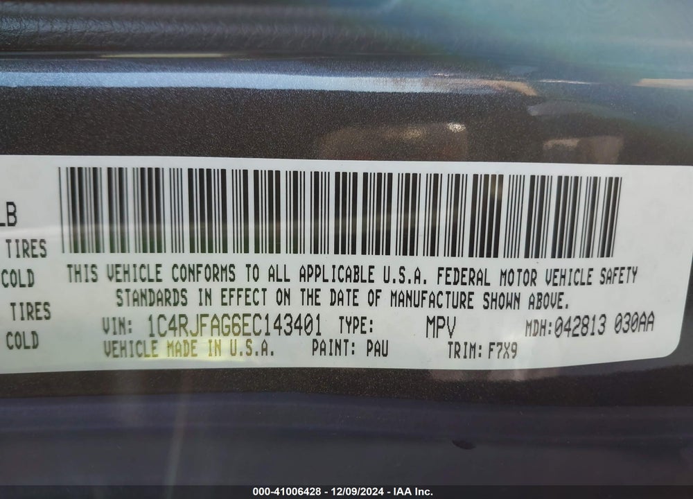 2014 JEEP GRAND CHEROKEE LAREDO VIN: 1C4RJFAG6EC143401