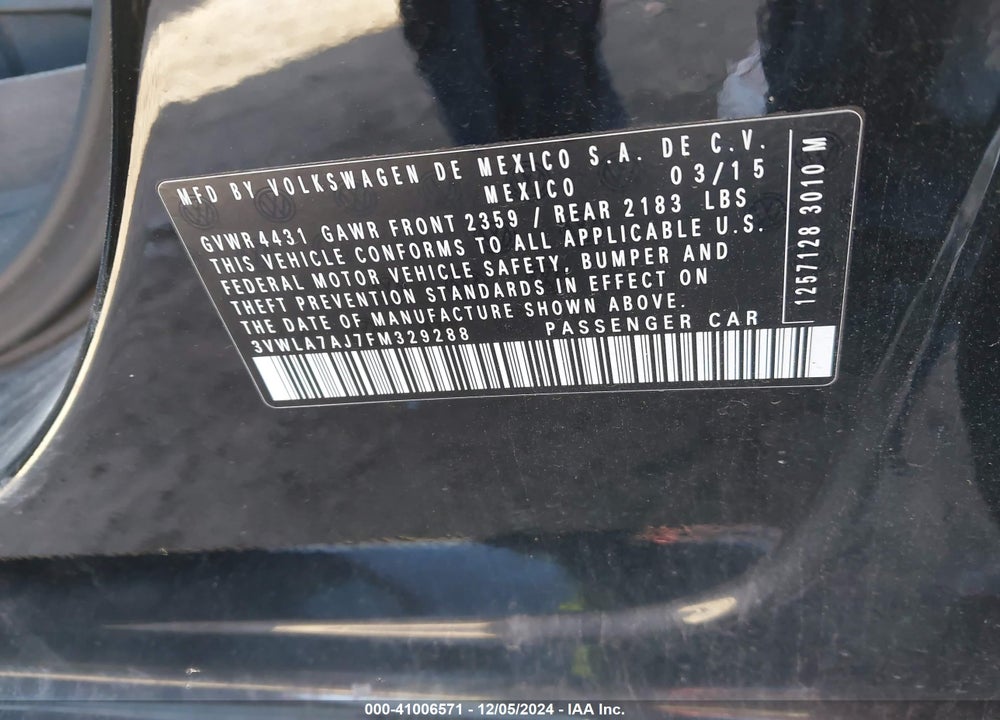 2015 VOLKSWAGEN JETTA 2.0L TDI SE VIN: 3VWLA7AJ7FM329288