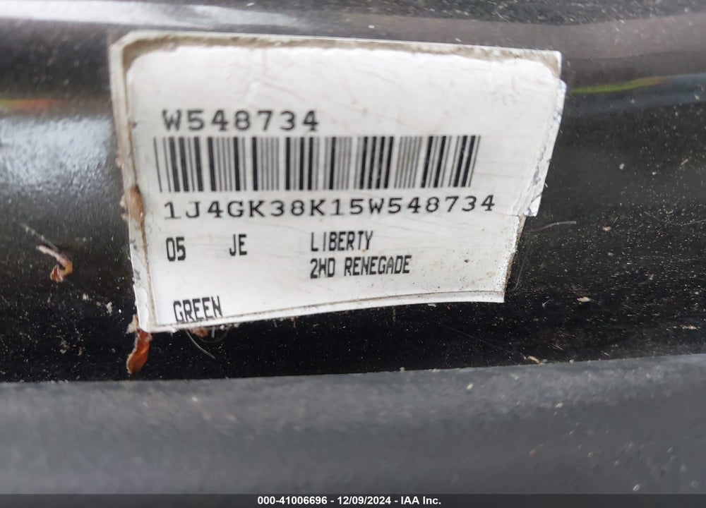 2005 JEEP LIBERTY RENEGADE VIN: 1J4GK38K15W548734