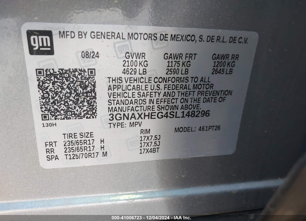 2025 CHEVROLET EQUINOX FWD LT VIN: 3GNAXHEG4SL148296