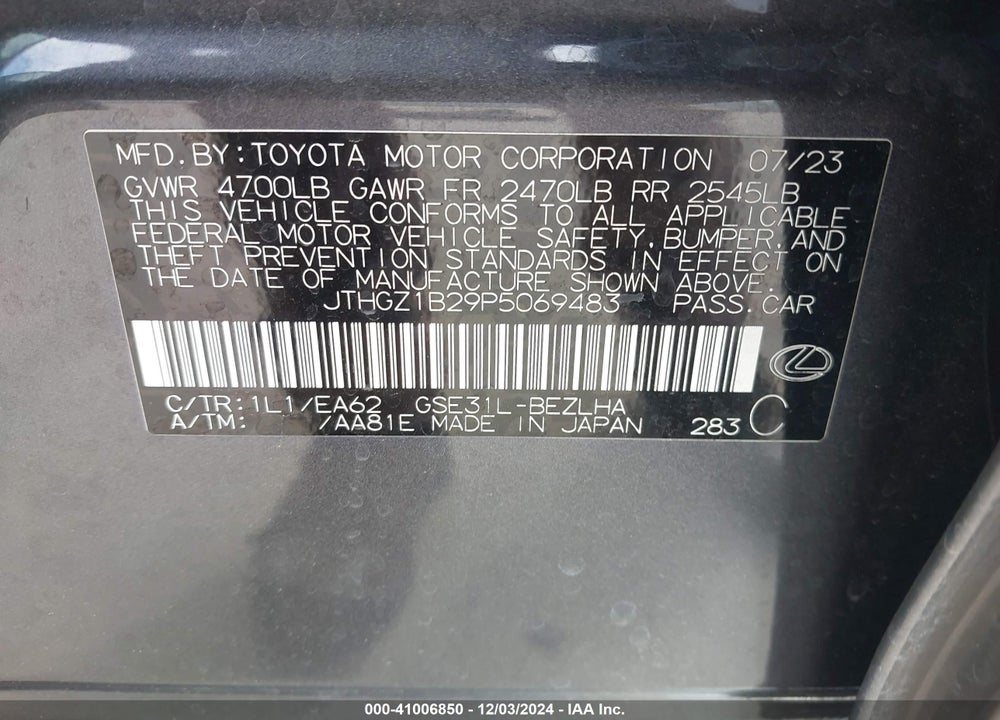 2023 LEXUS IS 350 F-SPORT VIN: JTHGZ1B29P5069483