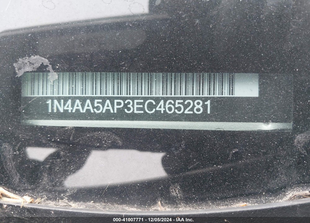 2014 NISSAN MAXIMA VIN: 1N4AA5AP3EC465281