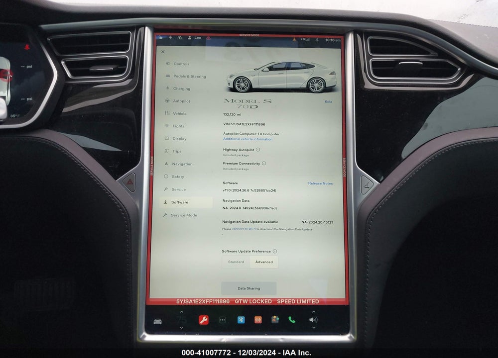 2015 TESLA MODEL S 70D/85D/P85D VIN: 5YJSA1E2XFF111896