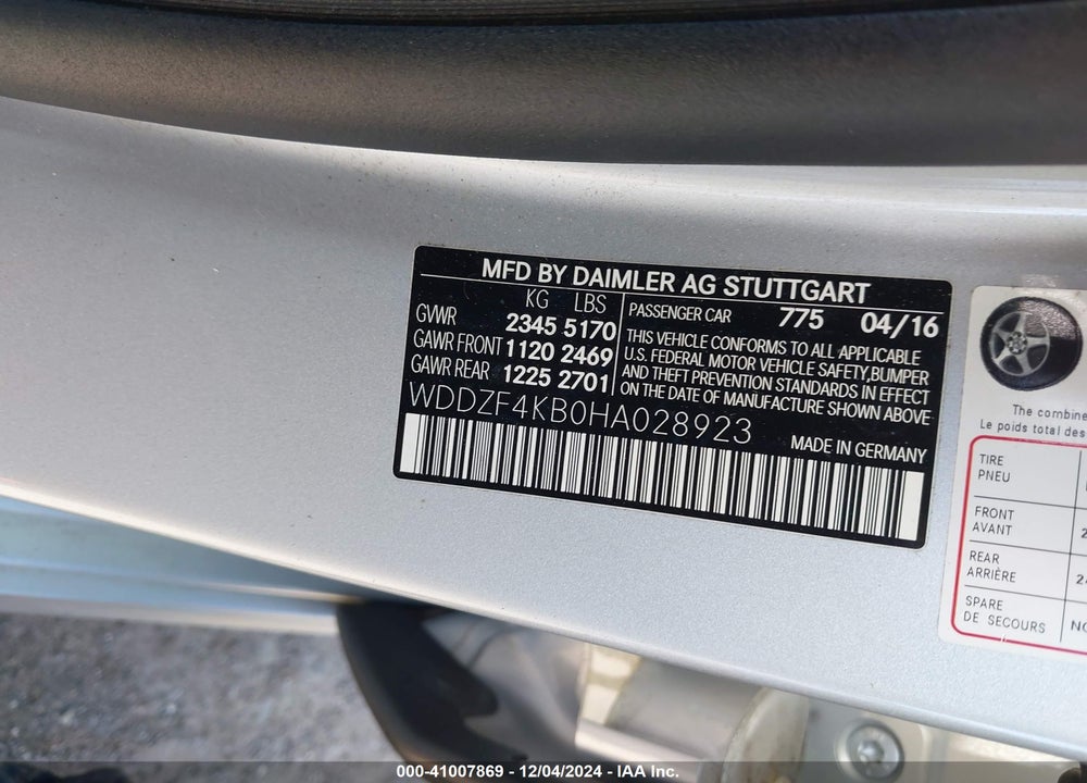 2017 MERCEDES-BENZ E 300 4MATIC VIN: WDDZF4KB0HA028923
