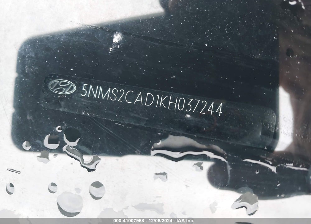 2019 HYUNDAI SANTA FE SE VIN: 5NMS2CAD1KH037244