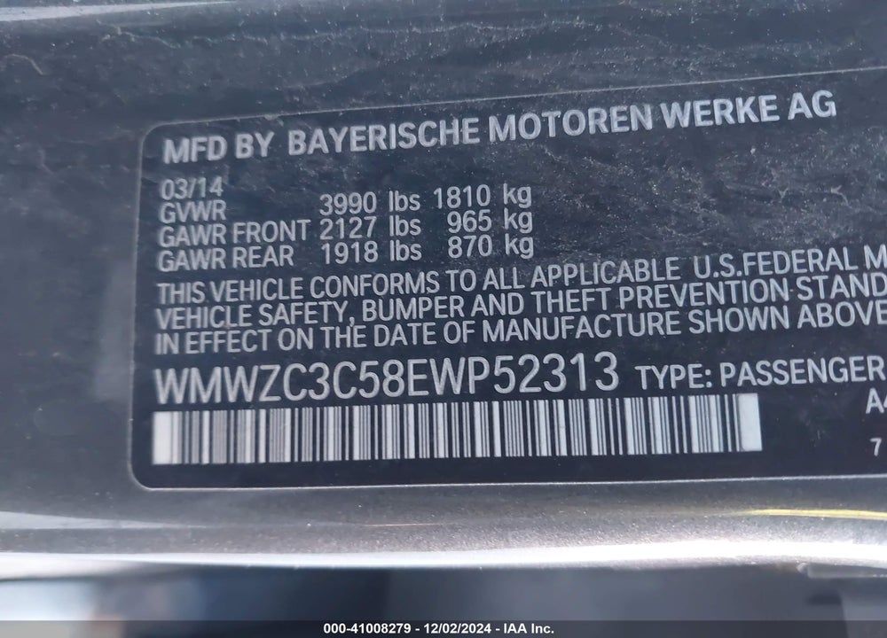 2014 MINI COUNTRYMAN COOPER S VIN: WMWZC3C58EWP52313
