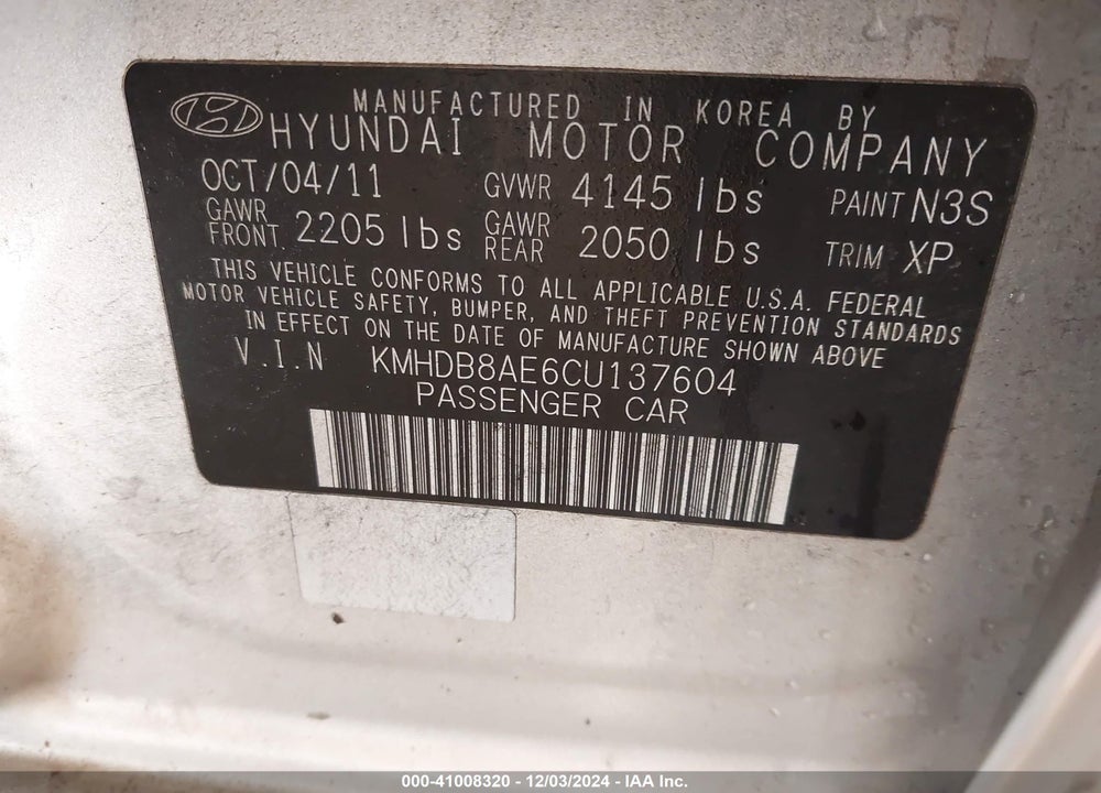 2012 HYUNDAI ELANTRA TOURING GLS VIN: KMHDB8AE6CU137604